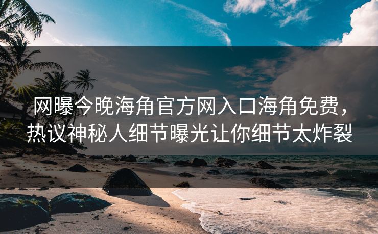 网曝今晚海角官方网入口海角免费，热议神秘人细节曝光让你细节太炸裂