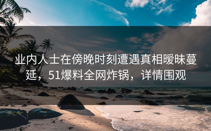 业内人士在傍晚时刻遭遇真相暧昧蔓延，51爆料全网炸锅，详情围观