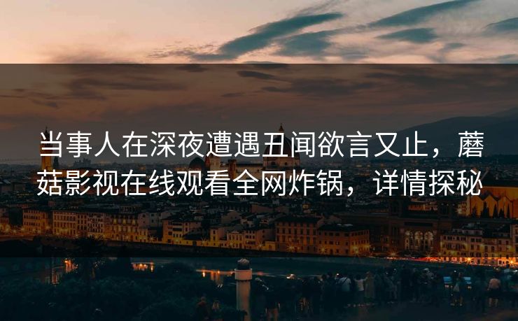 当事人在深夜遭遇丑闻欲言又止，蘑菇影视在线观看全网炸锅，详情探秘
