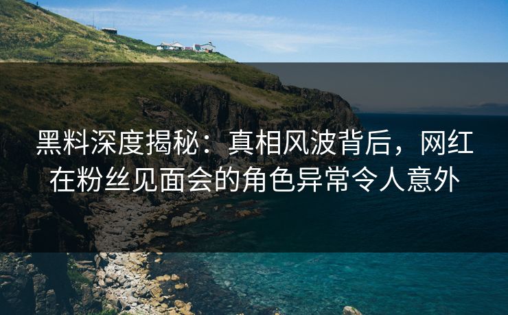 黑料深度揭秘：真相风波背后，网红在粉丝见面会的角色异常令人意外
