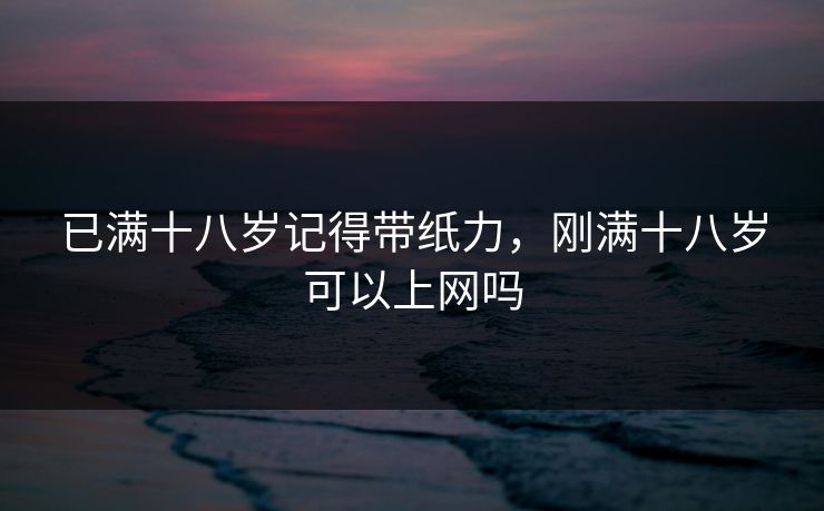 已满十八岁记得带纸力，刚满十八岁可以上网吗