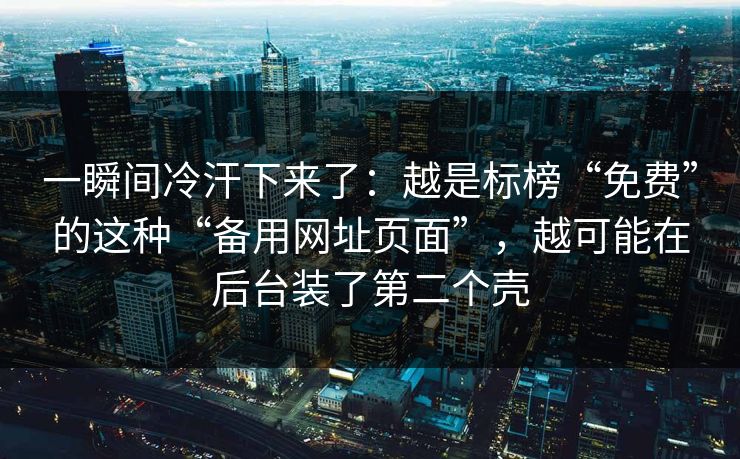 一瞬间冷汗下来了：越是标榜“免费”的这种“备用网址页面”，越可能在后台装了第二个壳